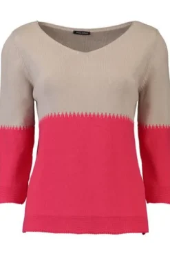 PAOLA BURANI Pullover koralle italienischer Feinstrick mit 3/4 Arm