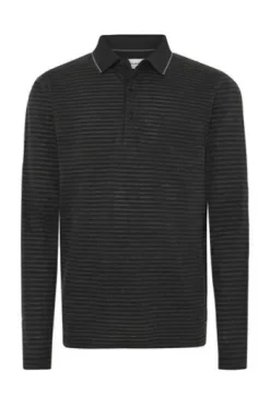 PIERRE CARDIN Langarm Polo-Shirt schwarz gestreift