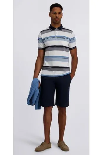 PIERRE CARDIN Polo-Shirt blue haeven gestreift
