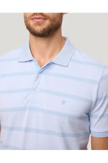 PIERRE CARDIN Polo Shirt hellblau gestreift