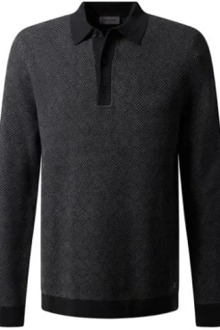 PIERRE CARDIN Strick-Polo-Pullover anthra gemustert