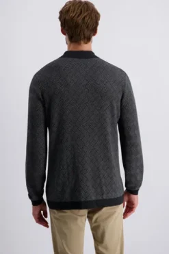 PIERRE CARDIN Strick-Polo-Pullover anthra gemustert