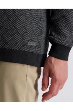 PIERRE CARDIN Strick-Polo-Pullover anthra gemustert