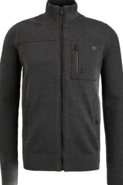 PME Legend Half zip collar cotton knit bone white