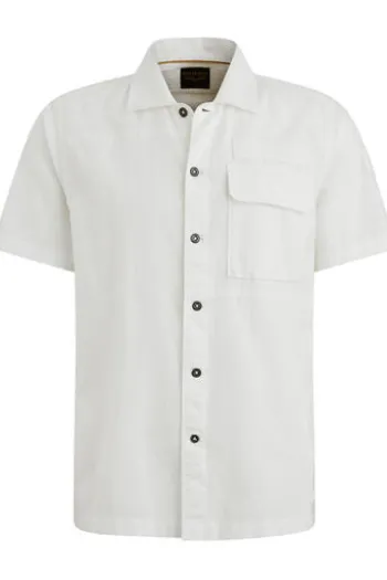 PME LEGEND Hemd Ctn Linen bright white Regular Fit Kurzarm