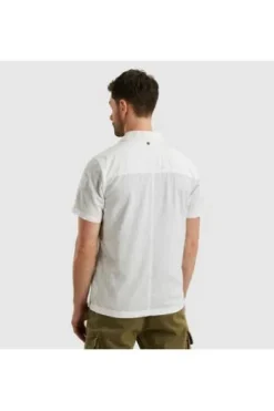 PME LEGEND Hemd Ctn Linen bright white Regular Fit Kurzarm