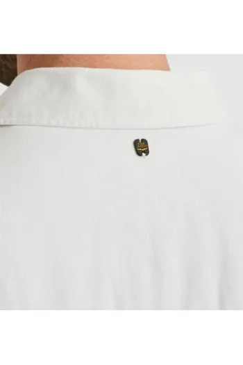 PME LEGEND Hemd Ctn Linen bright white Regular Fit Kurzarm