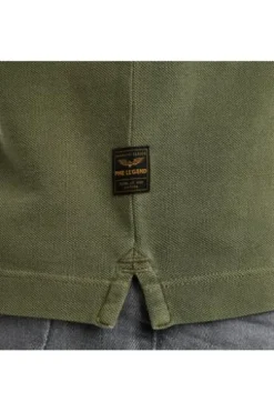 PME LEGEND Polo Shirt pique garment dye Deep lichen green