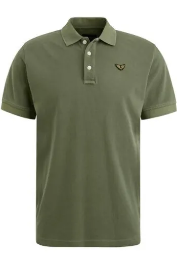 PME LEGEND Polo Shirt pique garment dye Deep lichen green