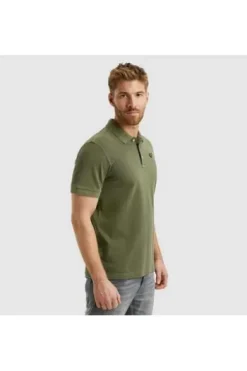 PME LEGEND Polo Shirt pique garment dye Deep lichen green