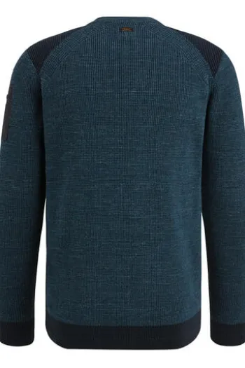 PME Legend R-neck cotton rib melee knit Pullover salute