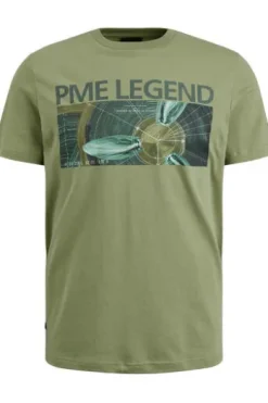 PME LEGEND Short sleeve r-neck single jersey digital print T-Shirt Sage