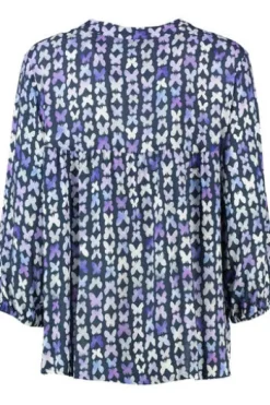 RABE Bluse dunkeljeans gemustert 3/4-Arm