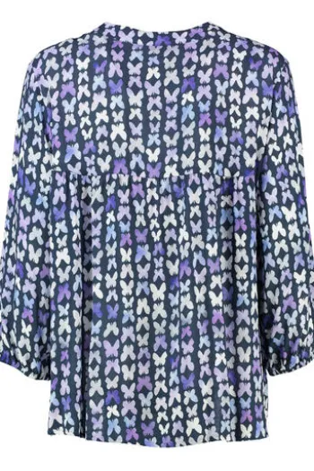 RABE Bluse dunkeljeans gemustert 3/4-Arm