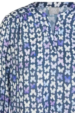 RABE Bluse dunkeljeans gemustert 3/4-Arm
