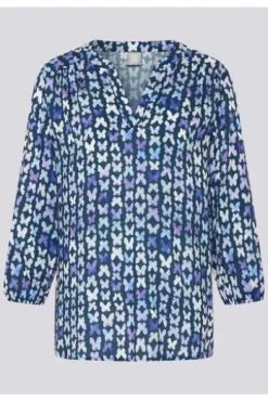 RABE Bluse dunkeljeans gemustert 3/4-Arm