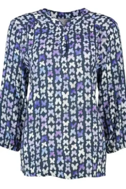 RABE Bluse dunkeljeans gemustert 3/4-Arm