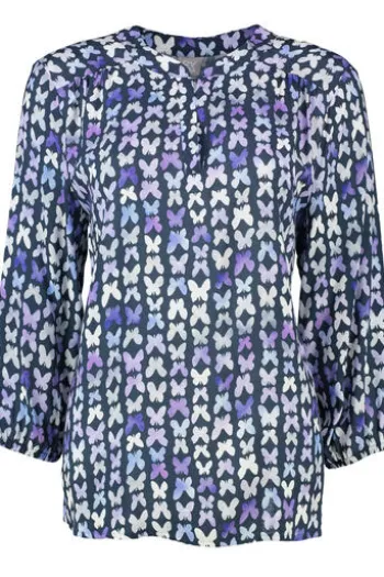 RABE Bluse dunkeljeans gemustert 3/4-Arm