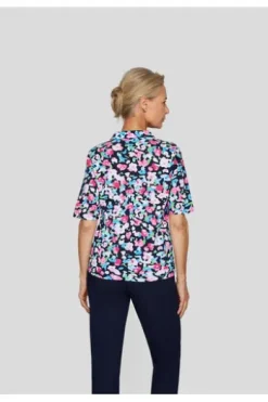 RABE Pique Polo-Shirt mandelblüte geblümt Kurzarm