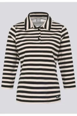 RABE Polo-Shirt alabaster gestreift 3/4-Arm
