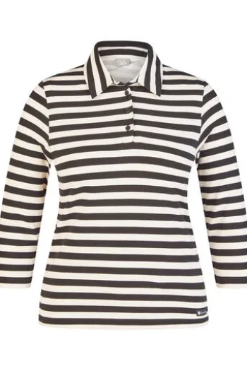 RABE Polo-Shirt alabaster gestreift 3/4-Arm