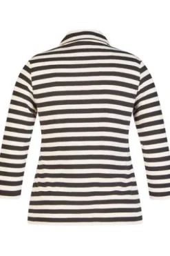 RABE Polo-Shirt alabaster gestreift 3/4-Arm