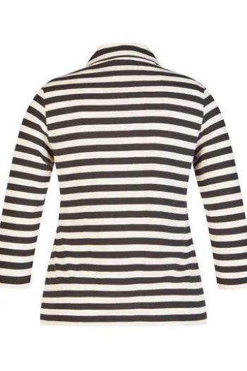 RABE Polo-Shirt alabaster gestreift 3/4-Arm