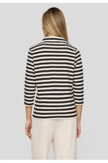 RABE Polo-Shirt alabaster gestreift 3/4-Arm