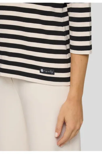 RABE Polo-Shirt alabaster gestreift 3/4-Arm