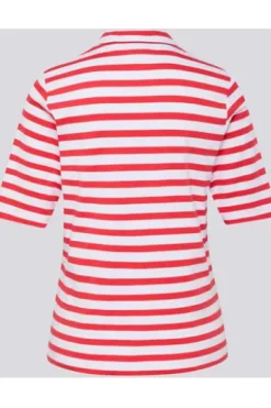 RABE Polo-Shirt koralle gestreift in Jersey-Qualität