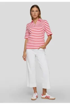 RABE Polo-Shirt koralle gestreift in Jersey-Qualität