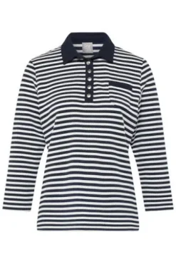 RABE Polo-Shirt pazifik gestreift 3/4-Arm