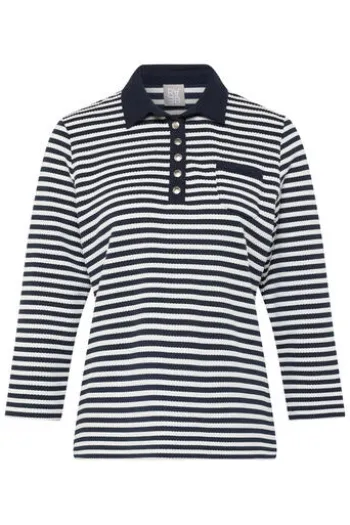 RABE Polo-Shirt pazifik gestreift 3/4-Arm