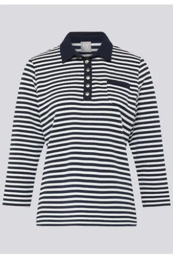RABE Polo-Shirt pazifik gestreift 3/4-Arm