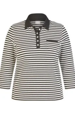 RABE Polo-Shirt schwarz gestreift 3/4-Arm