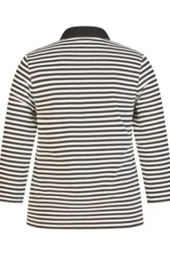 RABE Polo-Shirt schwarz gestreift 3/4-Arm