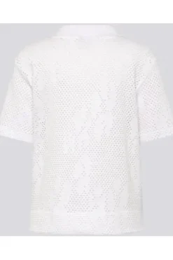 RABE Polo-Shirt weiß im Ajour-Strick