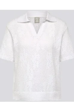 RABE Polo-Shirt weiß im Ajour-Strick