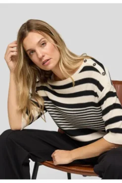 RABE Pullover alabaster gestreift Kurzarm