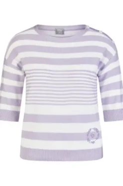 RABE Pullover flieder gestreift Kurzarm