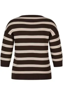 RABE Pullover mokka gestreift 3/4-Arm