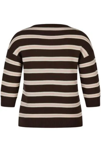 RABE Pullover mokka gestreift 3/4-Arm