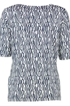 RABE Shirt marine/weiß gemustert Kurzarm