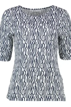 RABE Shirt marine/weiß gemustert Kurzarm