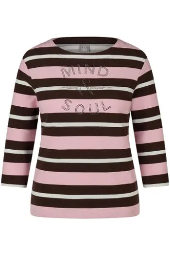 RABE Shirt mokka gestreift 3/4-Arm