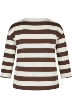 RABE Shirt mokka gestreift 3/4-Arm