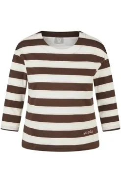 RABE Shirt mokka gestreift 3/4-Arm