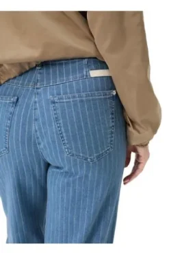 RAPHAELA BY BRAX Jeans Laura Flared bleached hellblau gestreift Slim Fit mit Magic-Dehnbund