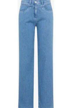 RAPHAELA BY BRAX Jeans Laura Flared bleached hellblau gestreift Slim Fit mit Magic-Dehnbund