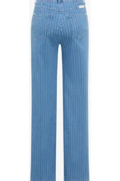 RAPHAELA BY BRAX Jeans Laura Flared bleached hellblau gestreift Slim Fit mit Magic-Dehnbund